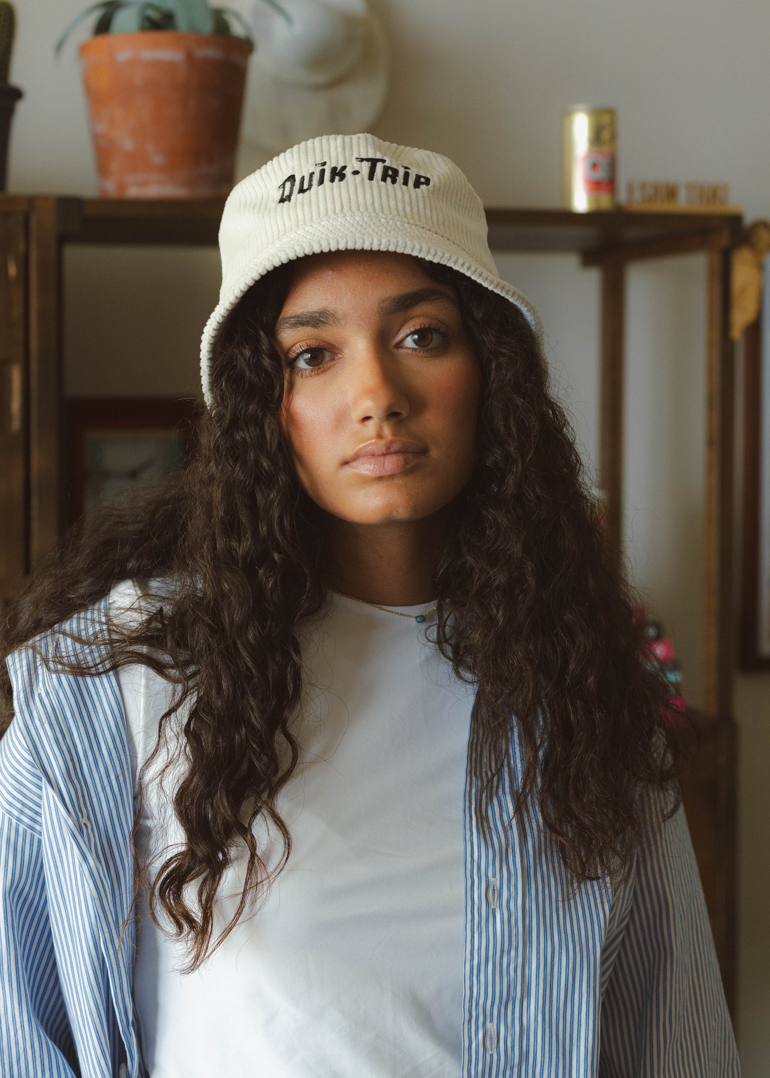 Quik-Trip Corduroy Cream Bucket Hat