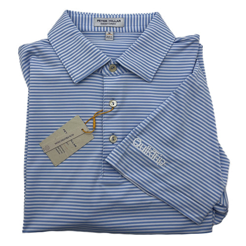 Peter Millar Blue &amp; White Stripe Polo